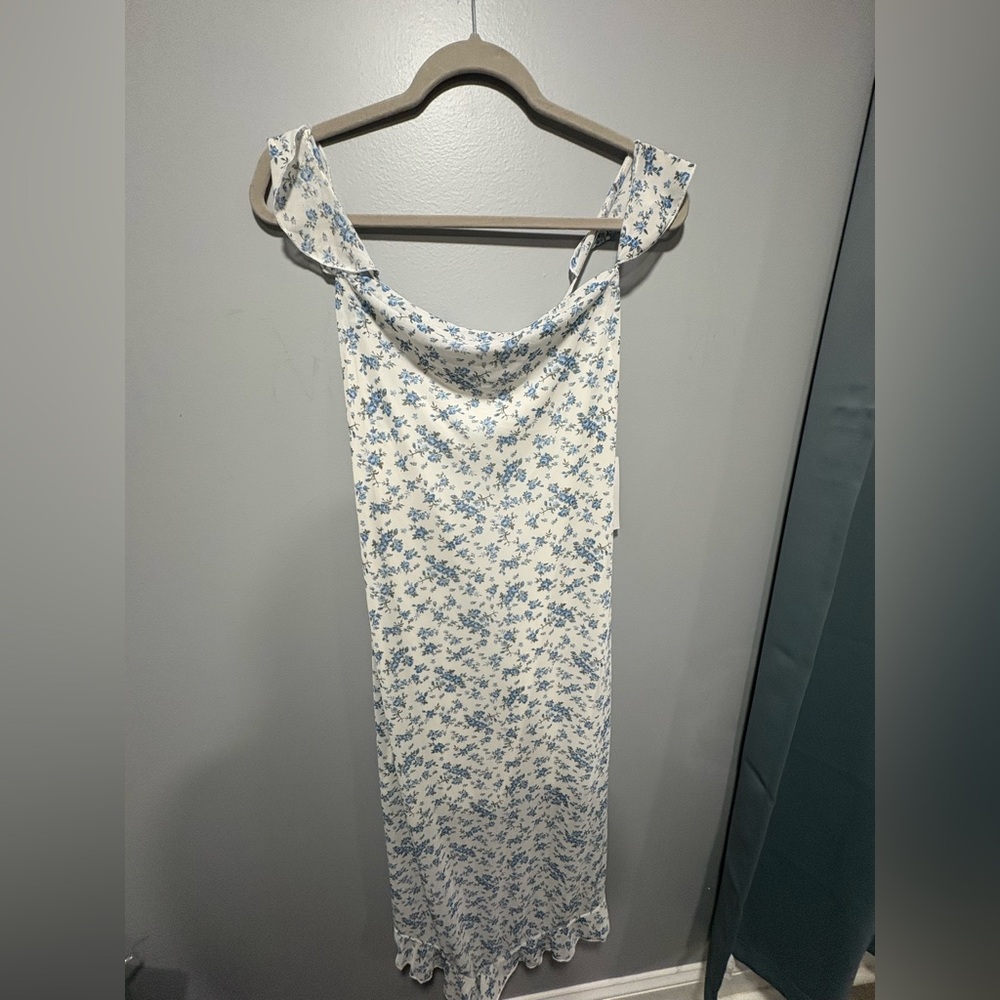 Floral Blue and White Maxi Dress